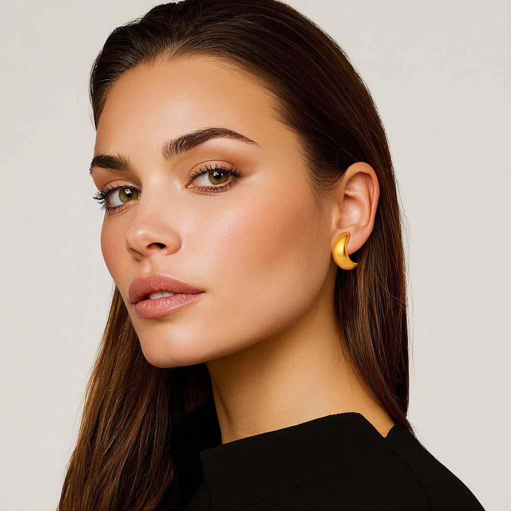 Boucles d'Oreilles Armelle - Créoles acier inoxydable - Couleur or