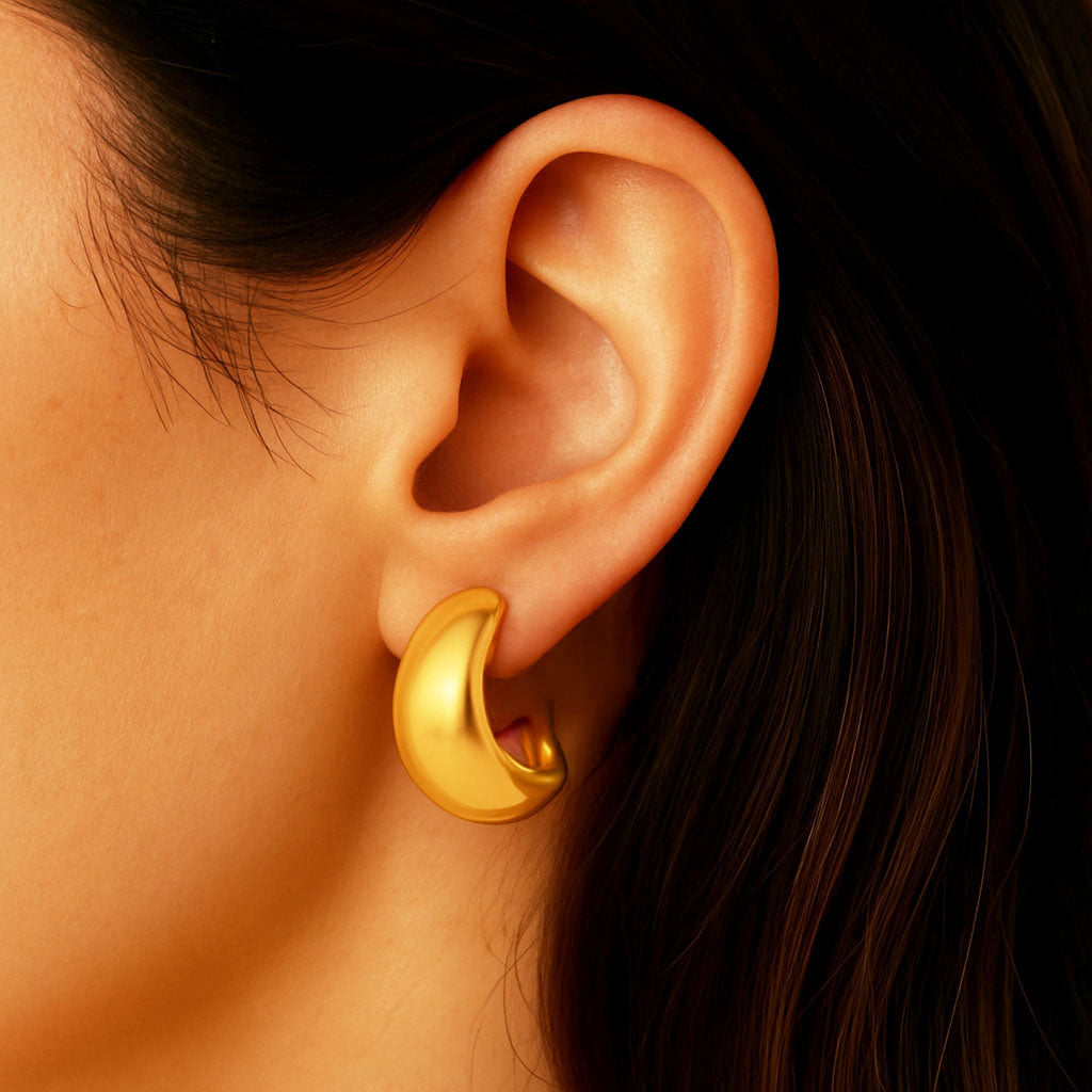 Boucles d'Oreilles Armelle - Créoles acier inoxydable - Couleur or
