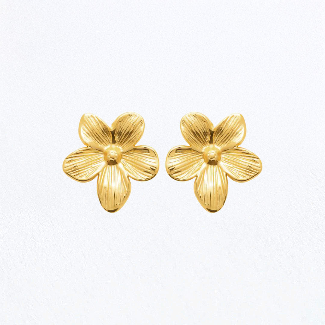 Boucles d'Oreilles Flora - Acier inoxydable - Couleur or