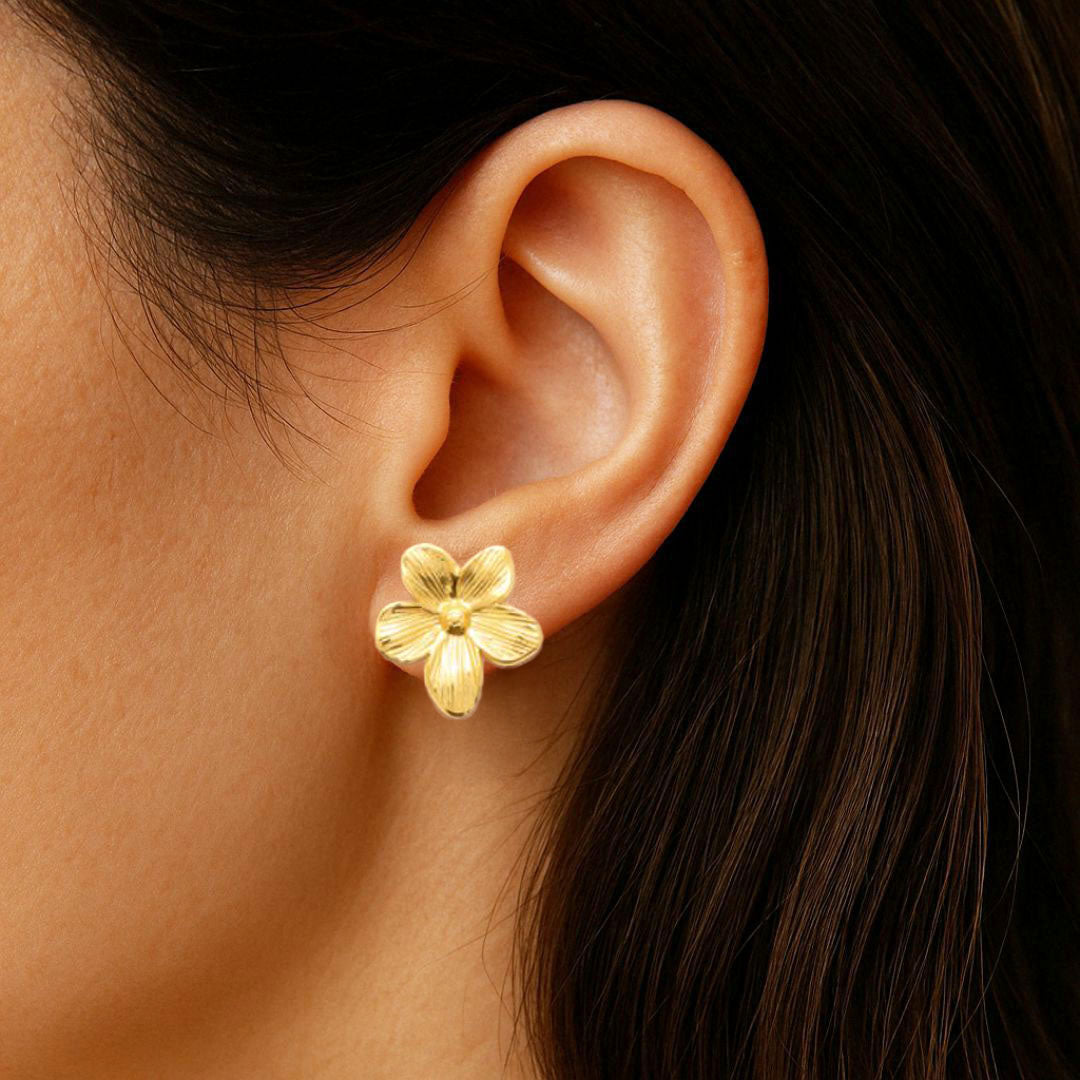 Boucles d'Oreilles Flora - Acier inoxydable - Couleur or
