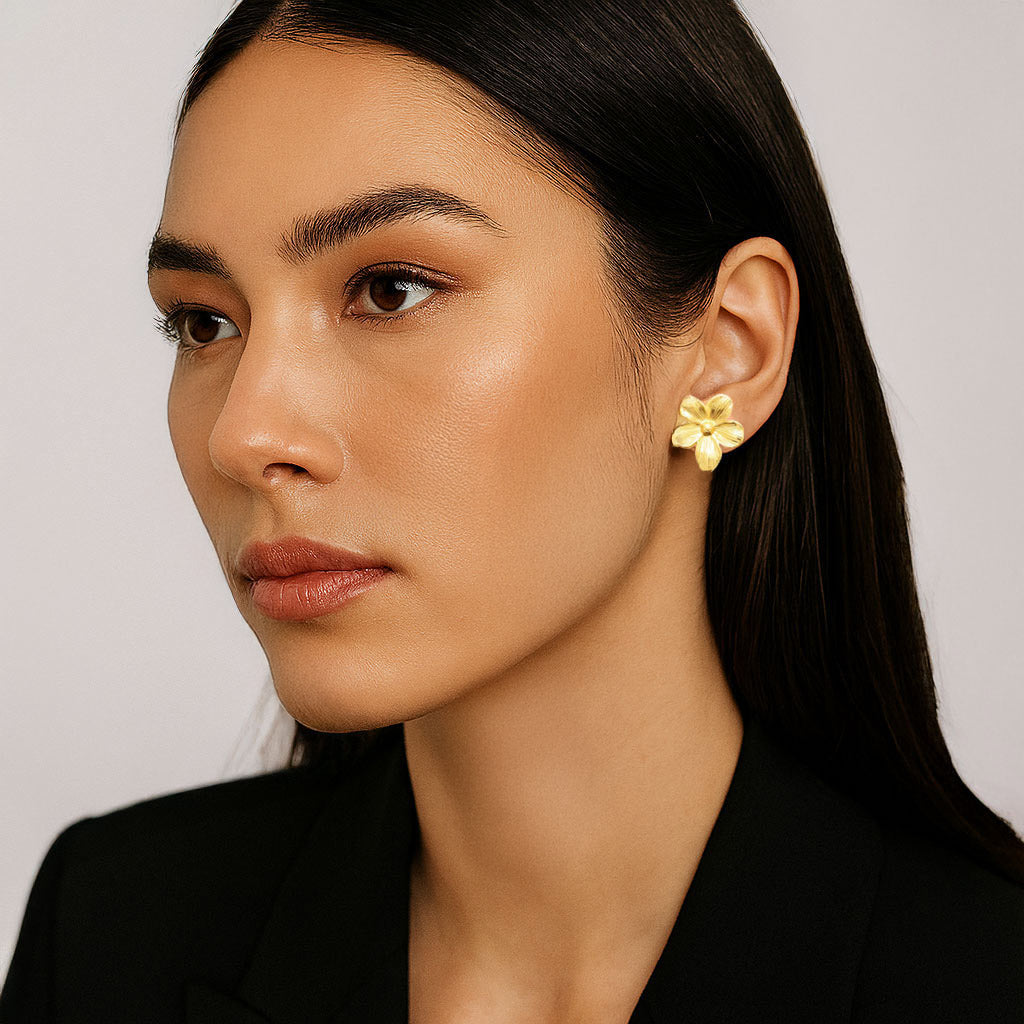 Boucles d'Oreilles Flora - Acier inoxydable - Couleur or