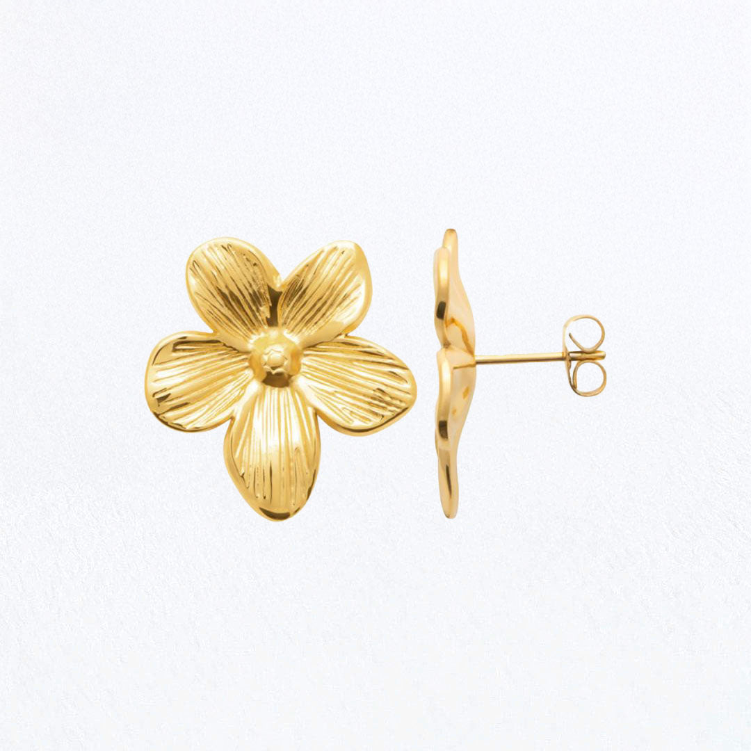 Boucles d'Oreilles Flora - Acier inoxydable - Couleur or