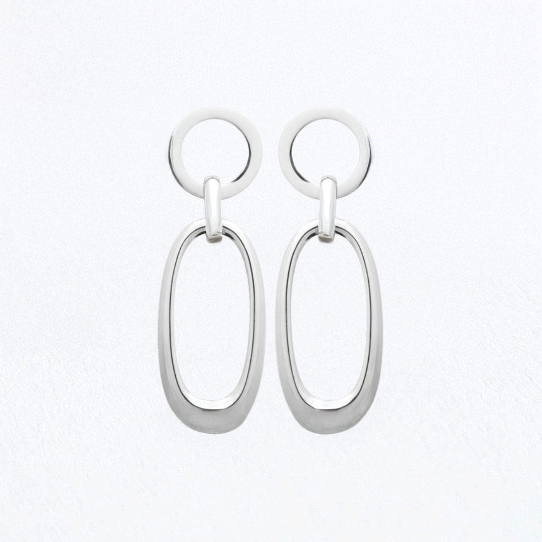 Boucles d'Oreilles Jade - Créoles acier inoxydable - Couleur argent