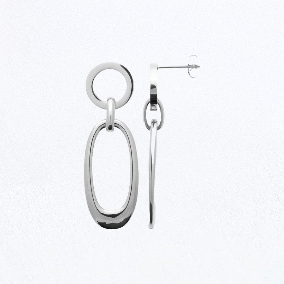 Boucles d'Oreilles Jade - Créoles acier inoxydable - Couleur argent