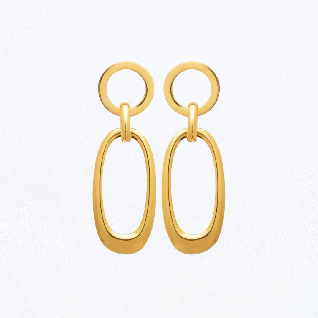 Boucles d'Oreilles Jade - Créoles acier inoxydable - Couleur or