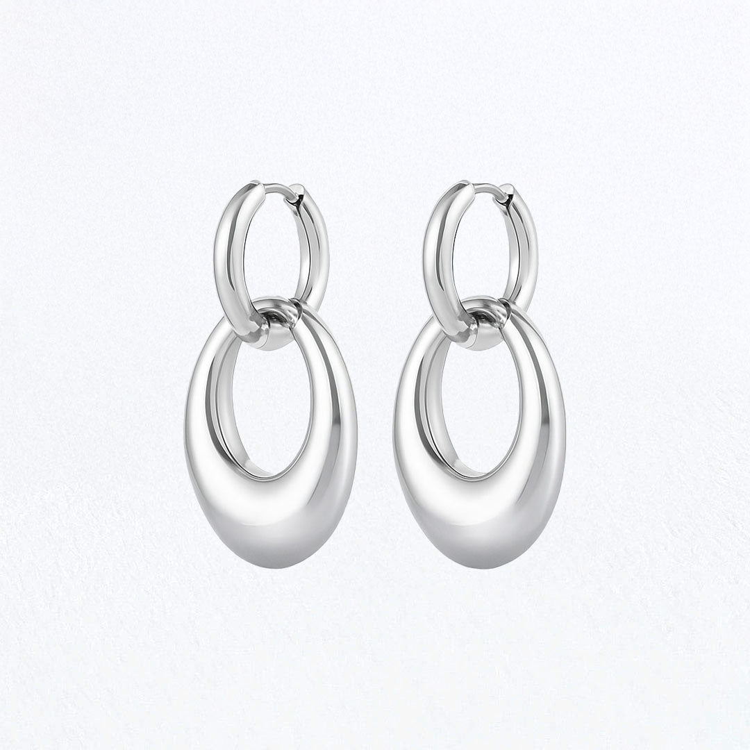 Boucles d'Oreilles Laurine - Créoles acier inoxydable - Couleur argent