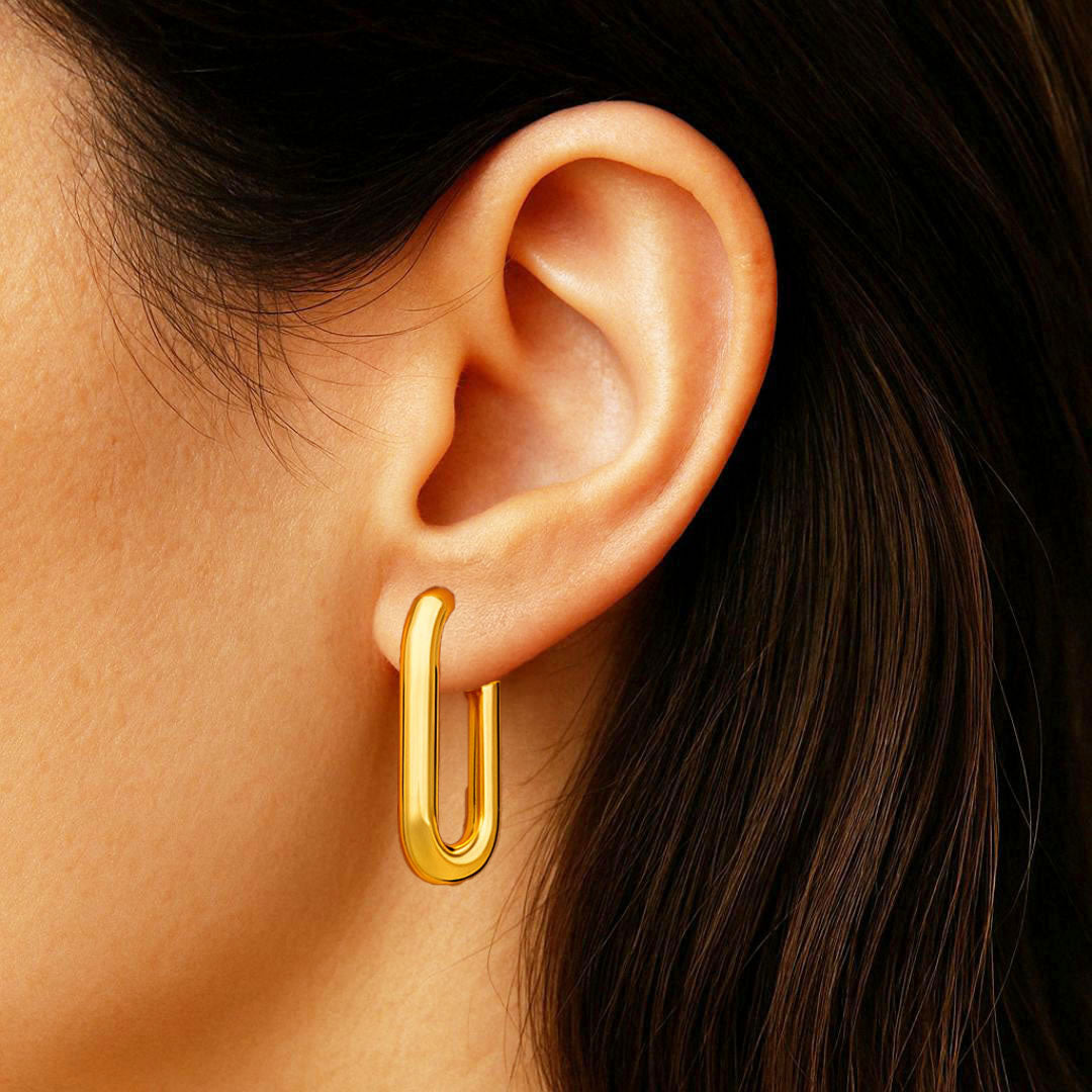 Boucles d'Oreilles Léonie - Créoles acier inoxydable - Couleur or
