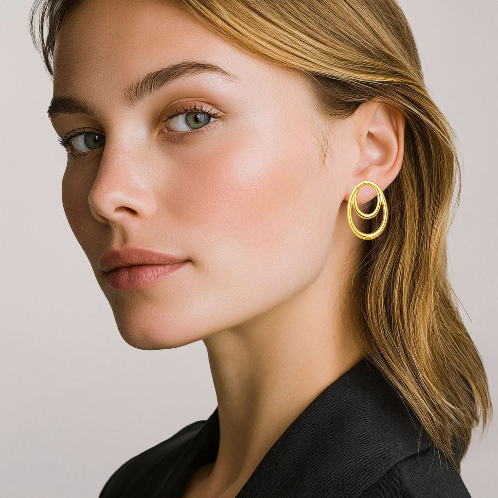Boucles d'Oreilles Loop - Acier inoxydable - Couleur or