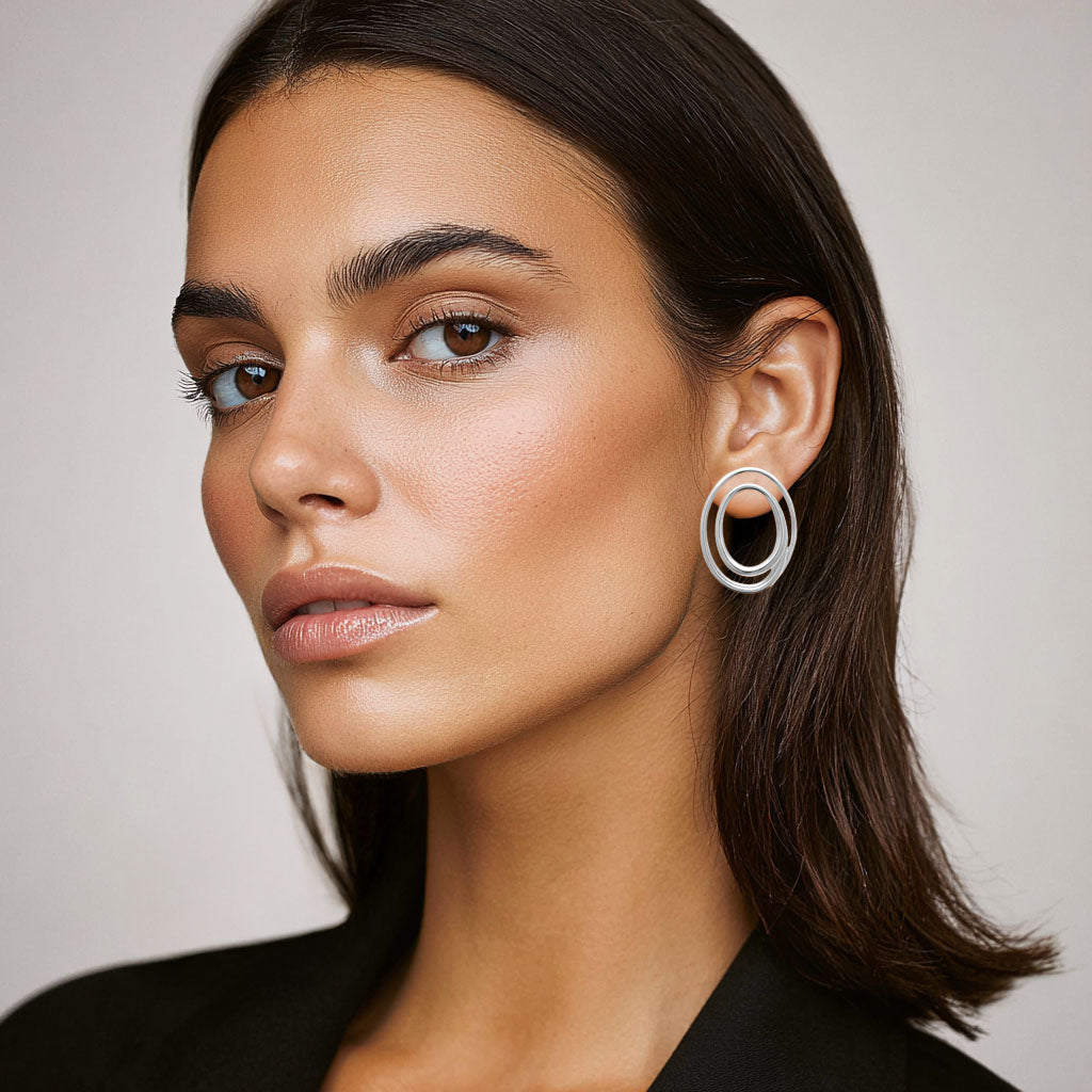 Boucles d'Oreilles Loop - Acier inoxydable - Couleur argent