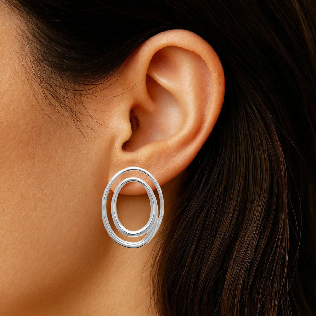 Boucles d'Oreilles Loop - Acier inoxydable - Couleur argent