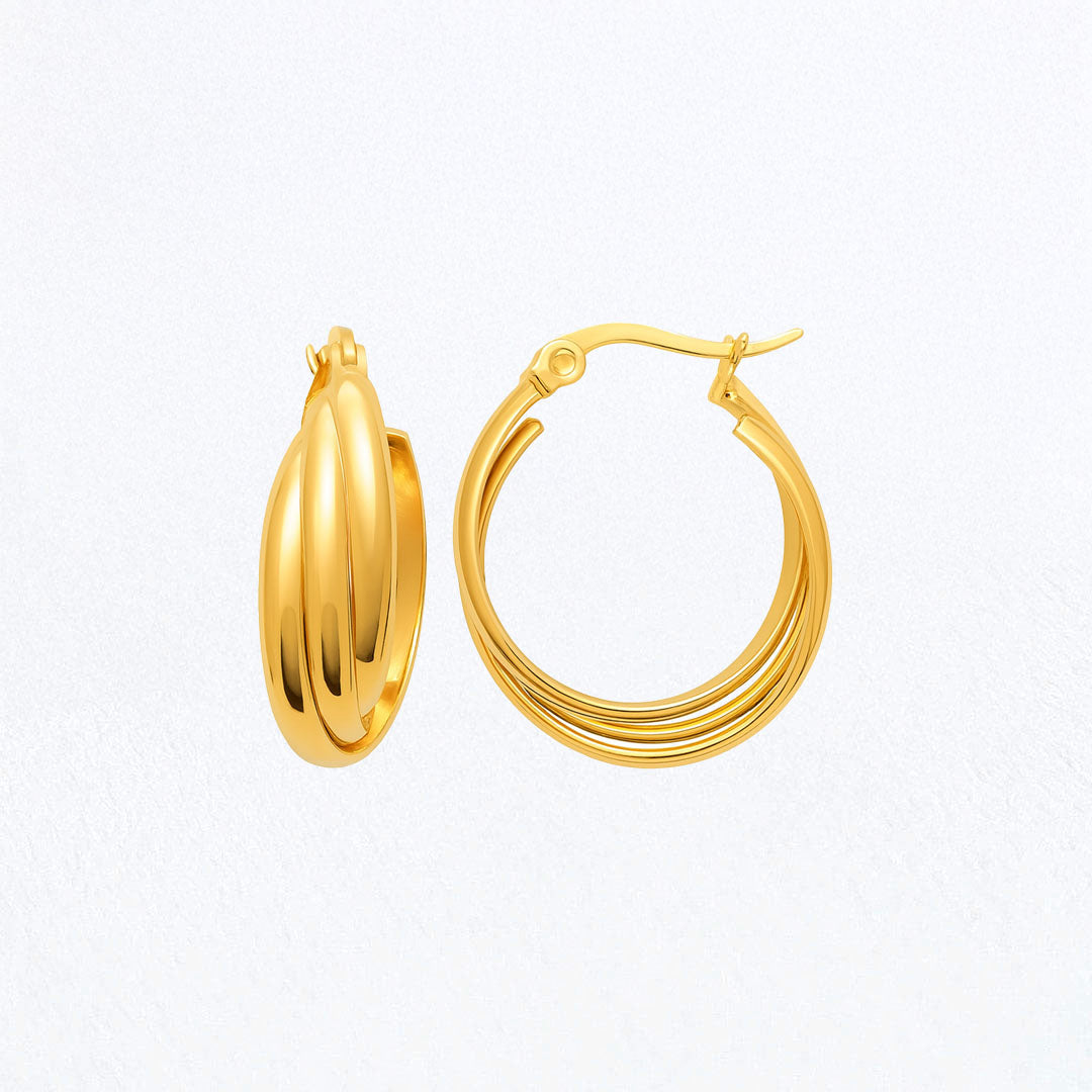 Boucles d'Oreilles Lucia - Créoles acier inoxydable - Couleur or