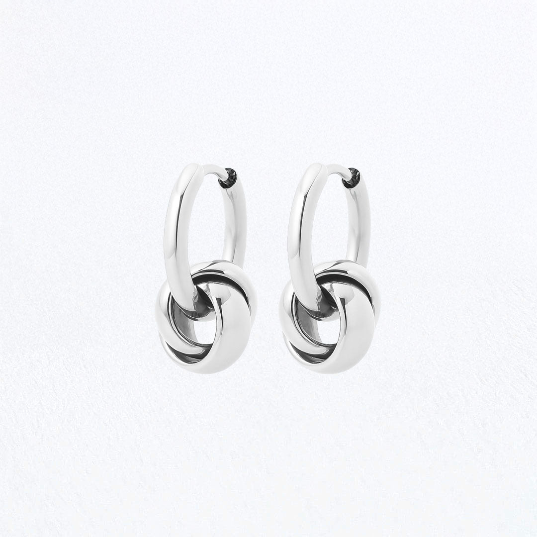 Boucles d'Oreilles Lucy - Créoles acier inoxydable - Couleur argent