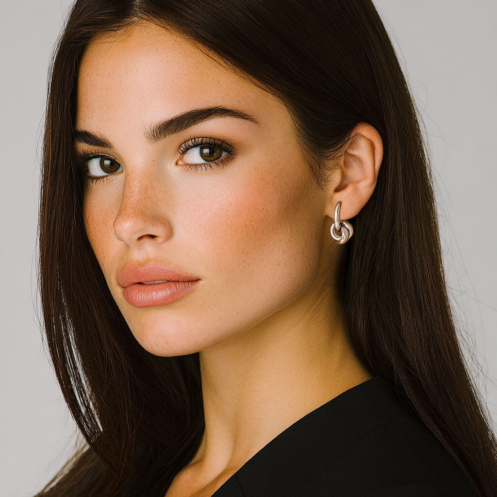 Boucles d'Oreilles Lucy - Créoles acier inoxydable - Couleur argent