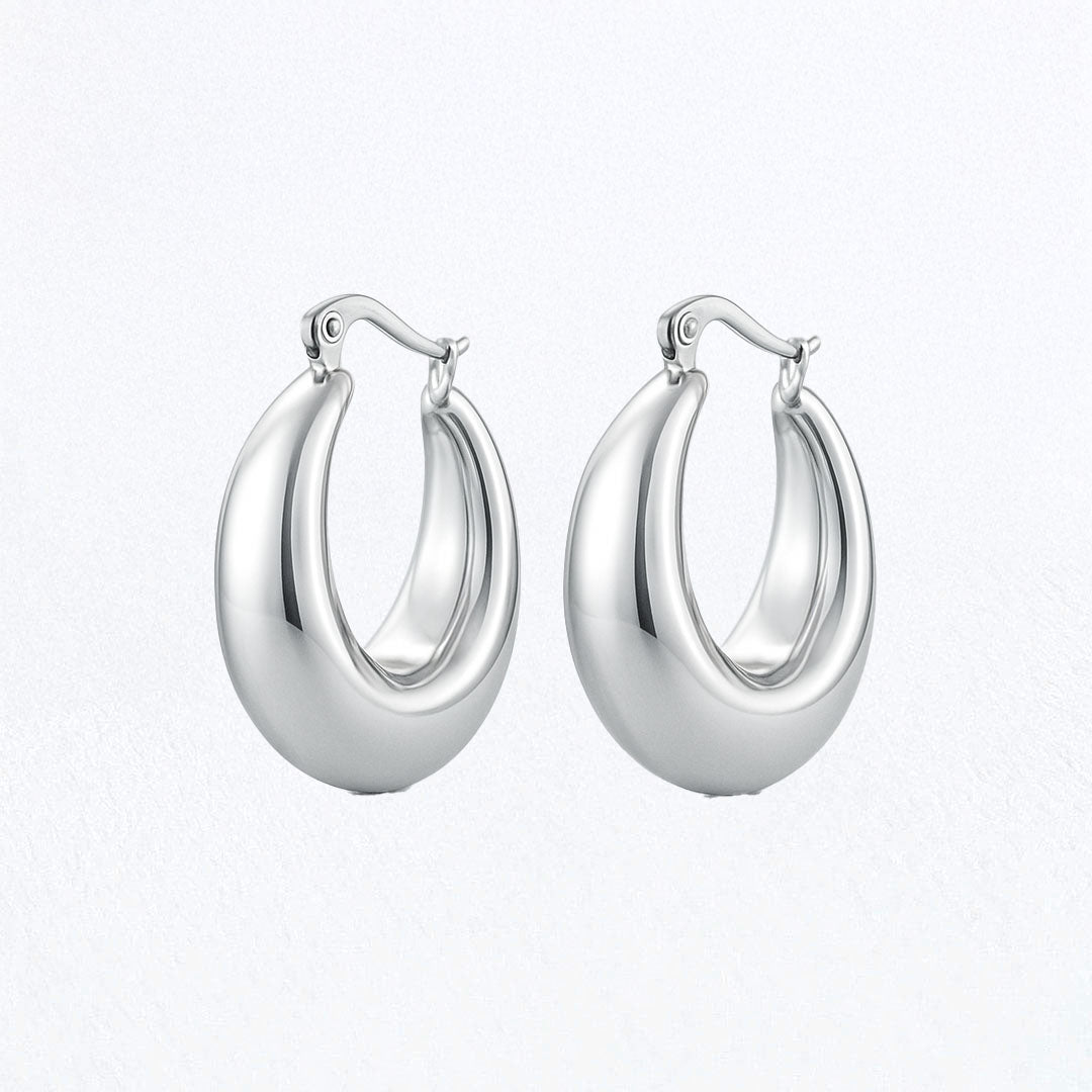 Boucles d'Oreilles Magdalena - Créoles acier inoxydable - Couleur argent
