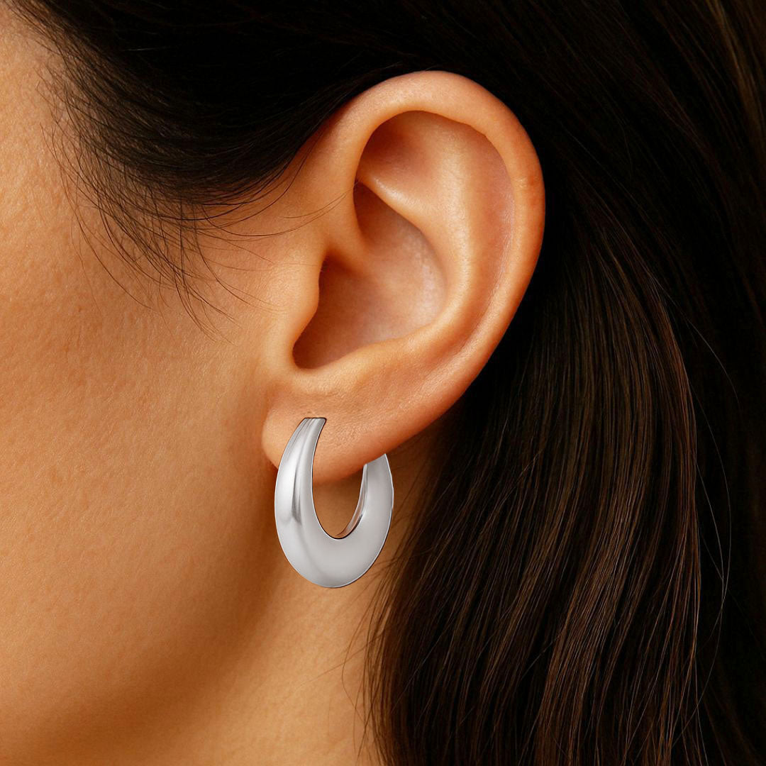 Boucles d'Oreilles Magdalena - Créoles acier inoxydable - Couleur argent