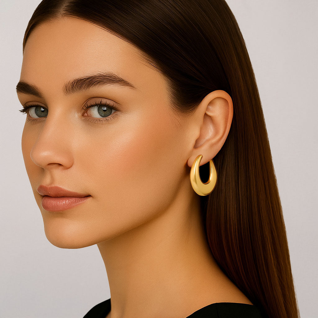 Boucles d'Oreilles Magdalena - Créoles acier inoxydable - Couleur or