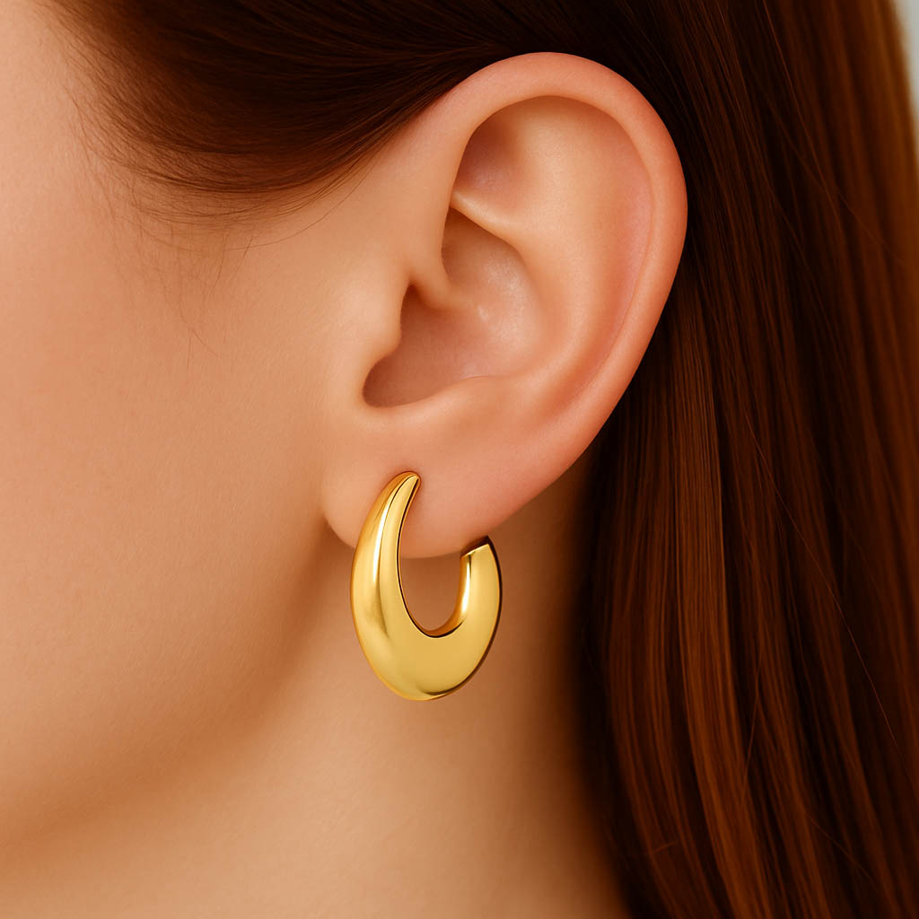 Boucles d'Oreilles Magdalena - Créoles acier inoxydable - Couleur or