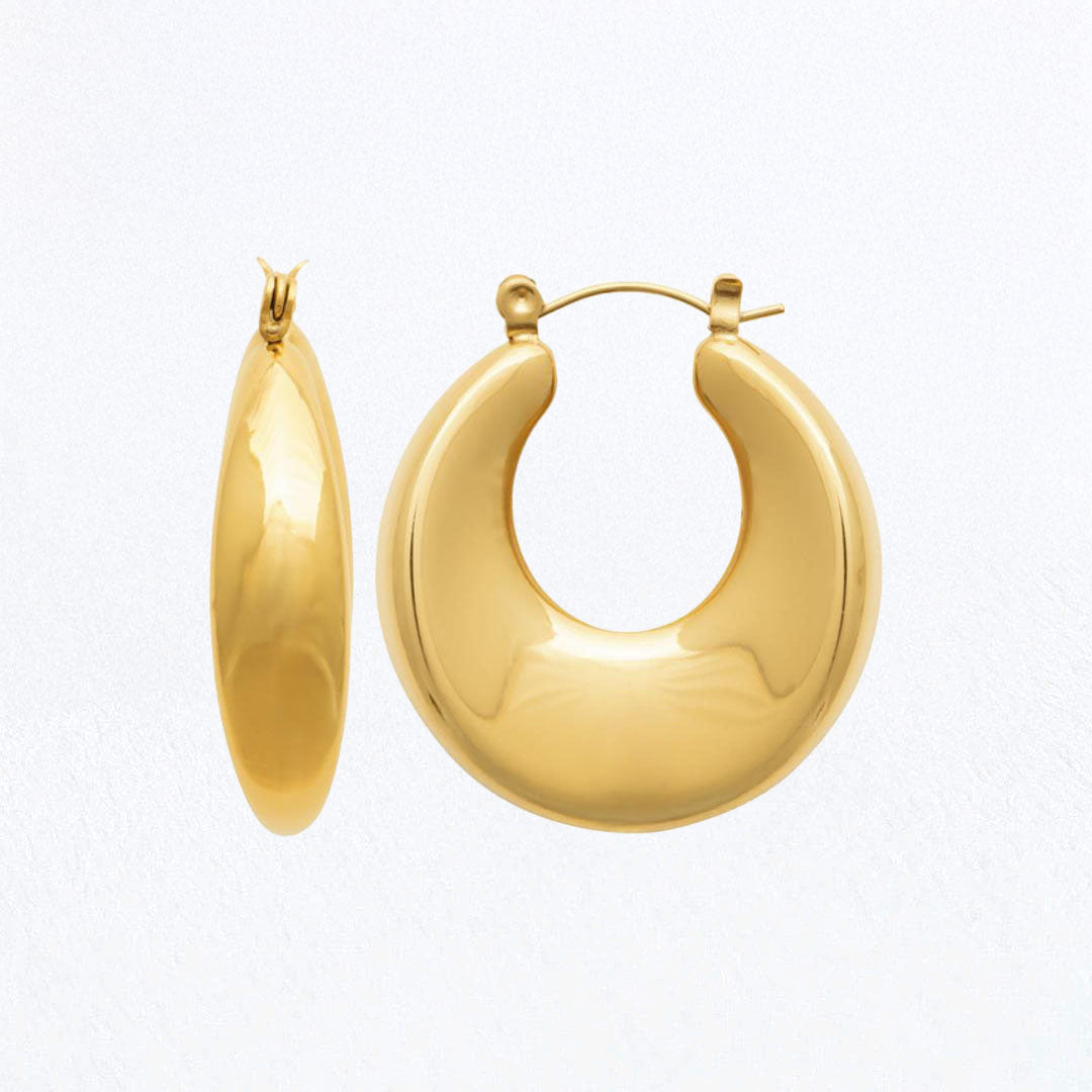 Boucles d'Oreilles Magdalena - Créoles acier inoxydable - Couleur or