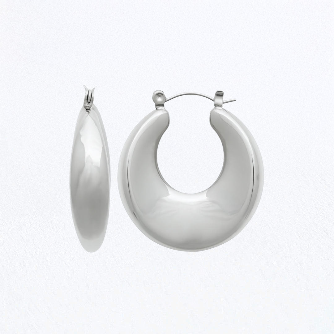 Boucles d'Oreilles Magdalena - Créoles acier inoxydable - Couleur argent