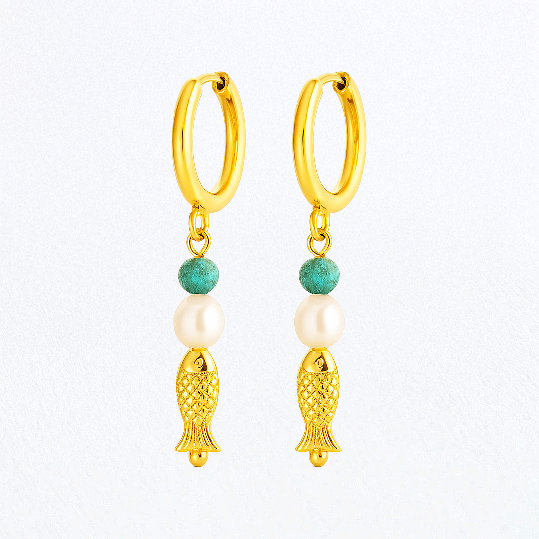 Boucles d'Oreilles Nayra - Créoles acier inoxydable - Couleur or