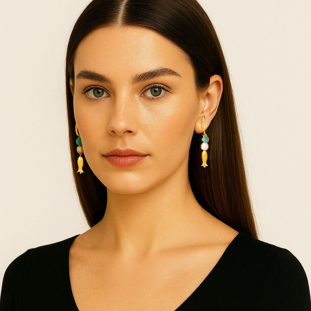 Boucles d'Oreilles Nayra - Créoles acier inoxydable - Couleur or