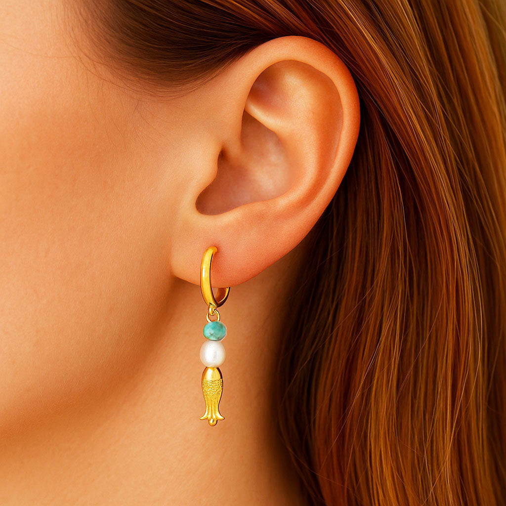 Boucles d'Oreilles Nayra - Créoles acier inoxydable - Couleur or