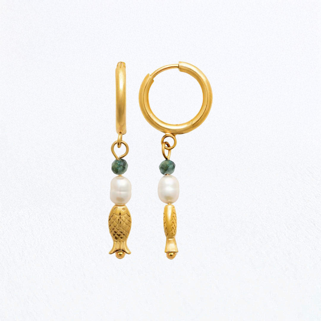 Boucles d'Oreilles Nayra - Créoles acier inoxydable - Couleur or
