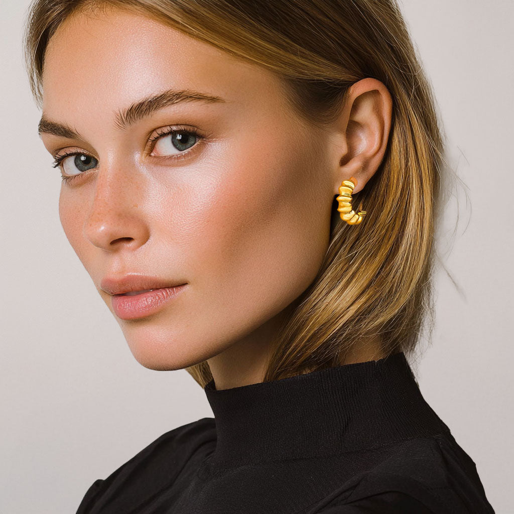 Boucles d'Oreilles Apolline - Créoles acier inoxydable - Couleur or
