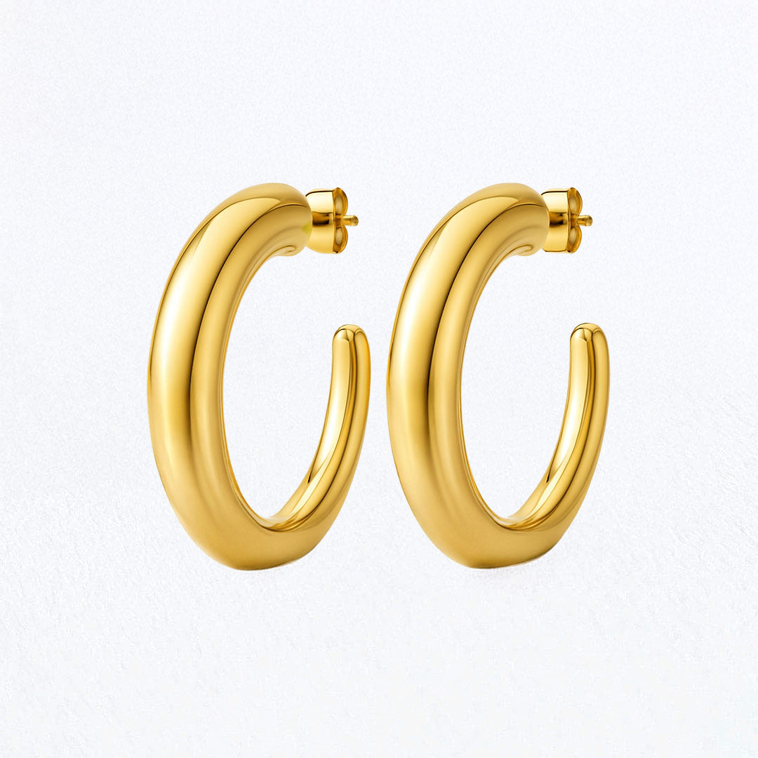 Boucles d'Oreilles Ella - Créoles acier inoxydable - Couleur or