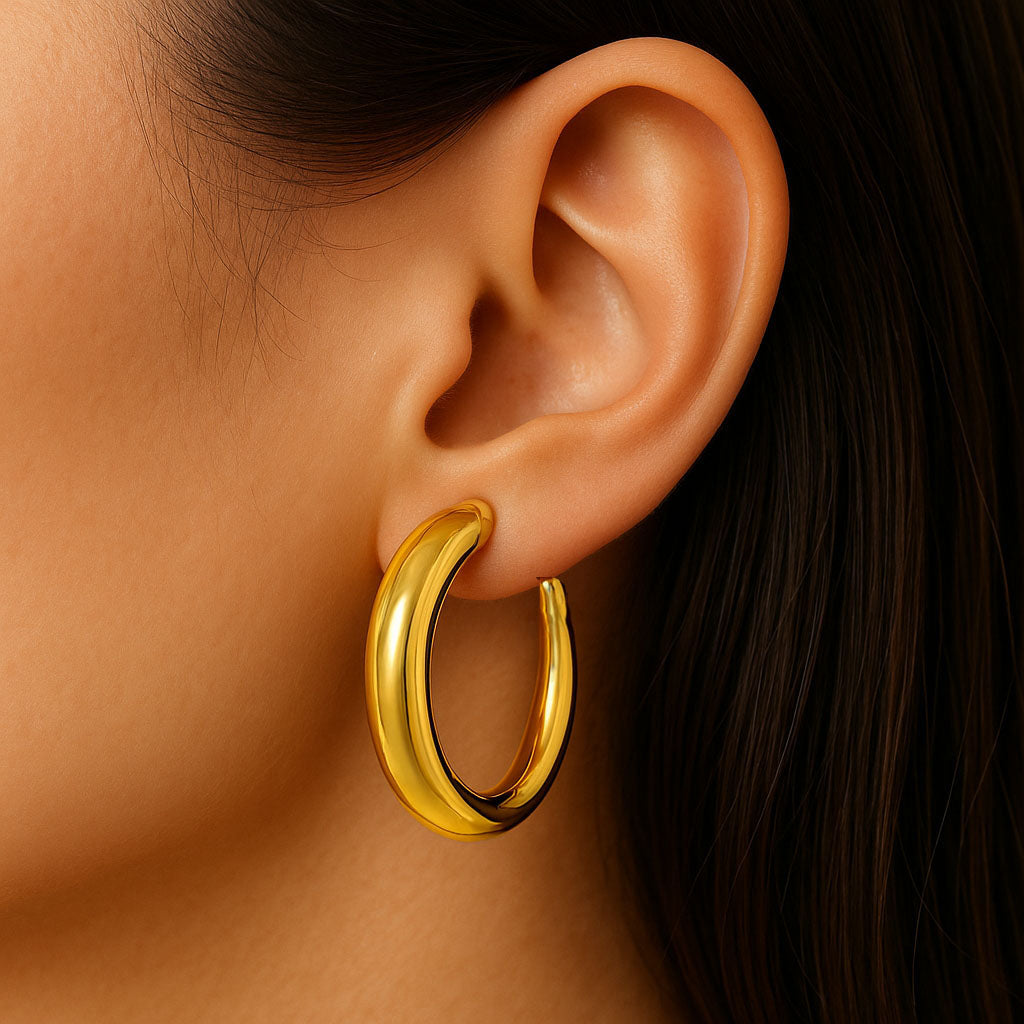 Boucles d'Oreilles Ella - Créoles acier inoxydable - Couleur or
