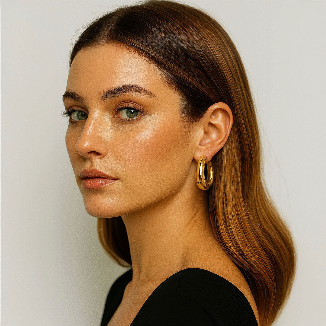 Boucles d'Oreilles Faustine - Créoles acier inoxydable - Couleur or