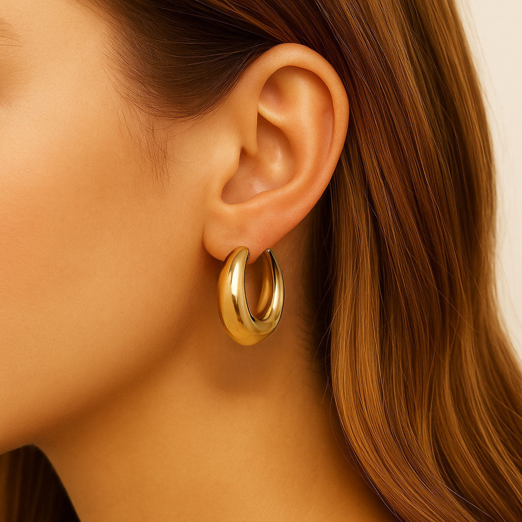 Boucles d'Oreilles Faustine - Créoles acier inoxydable - Couleur or