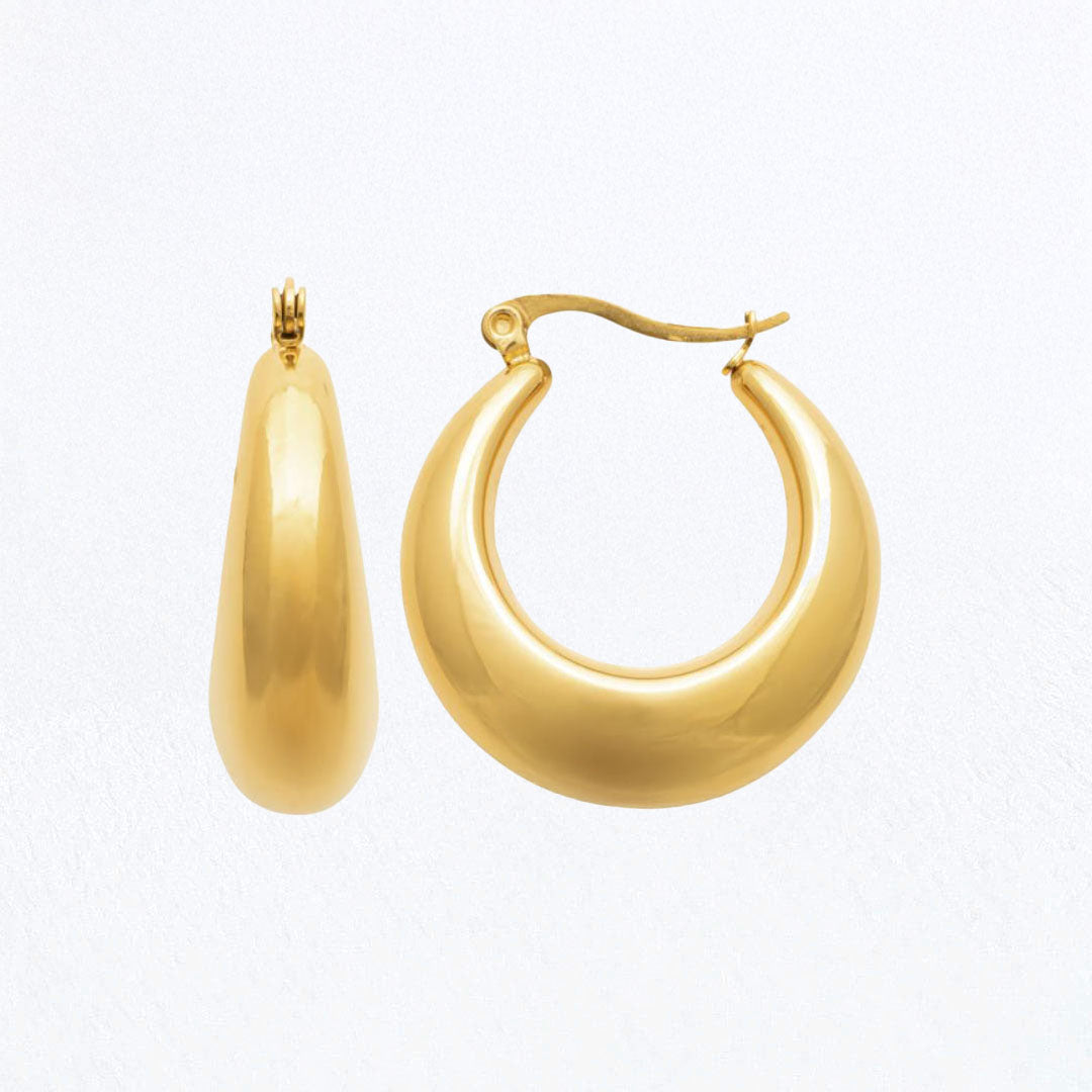 Boucles d'Oreilles Faustine - Créoles acier inoxydable - Couleur or