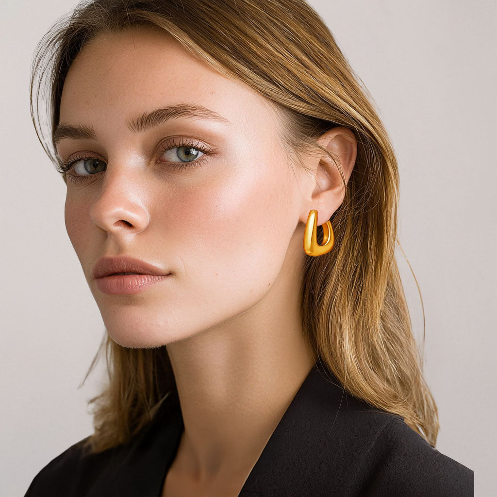 Boucles d'Oreilles Iris - Créoles acier inoxydable - Couleur or