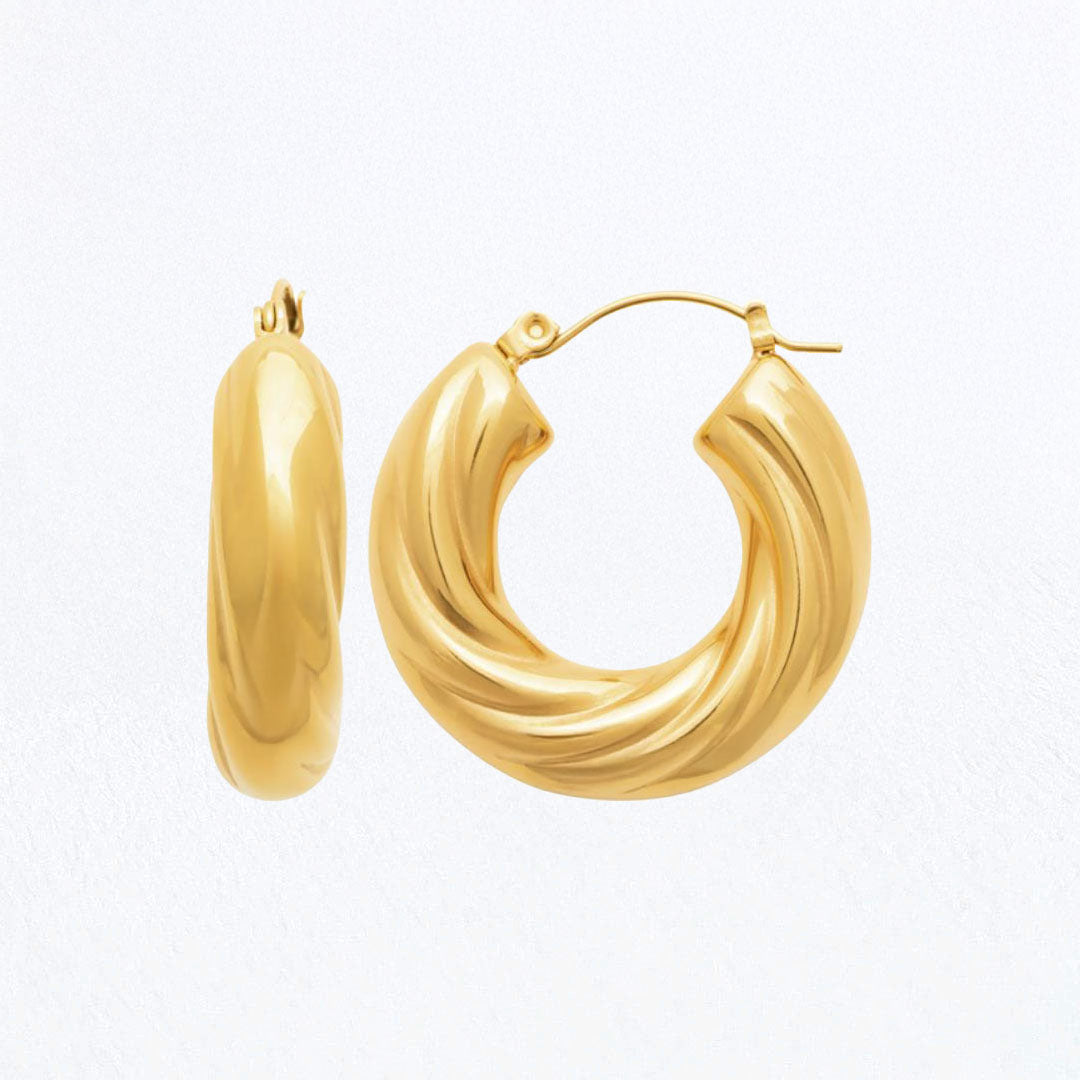 Boucles d'Oreilles Lena - Créoles acier inoxydable - Couleur or