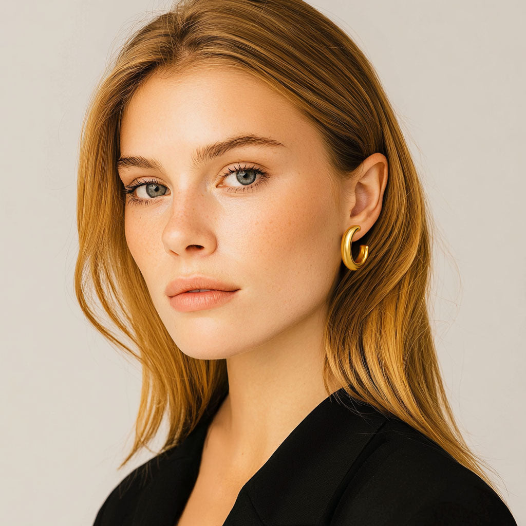 Boucles d'Oreilles Lisa - Créoles acier inoxydable - Couleur or