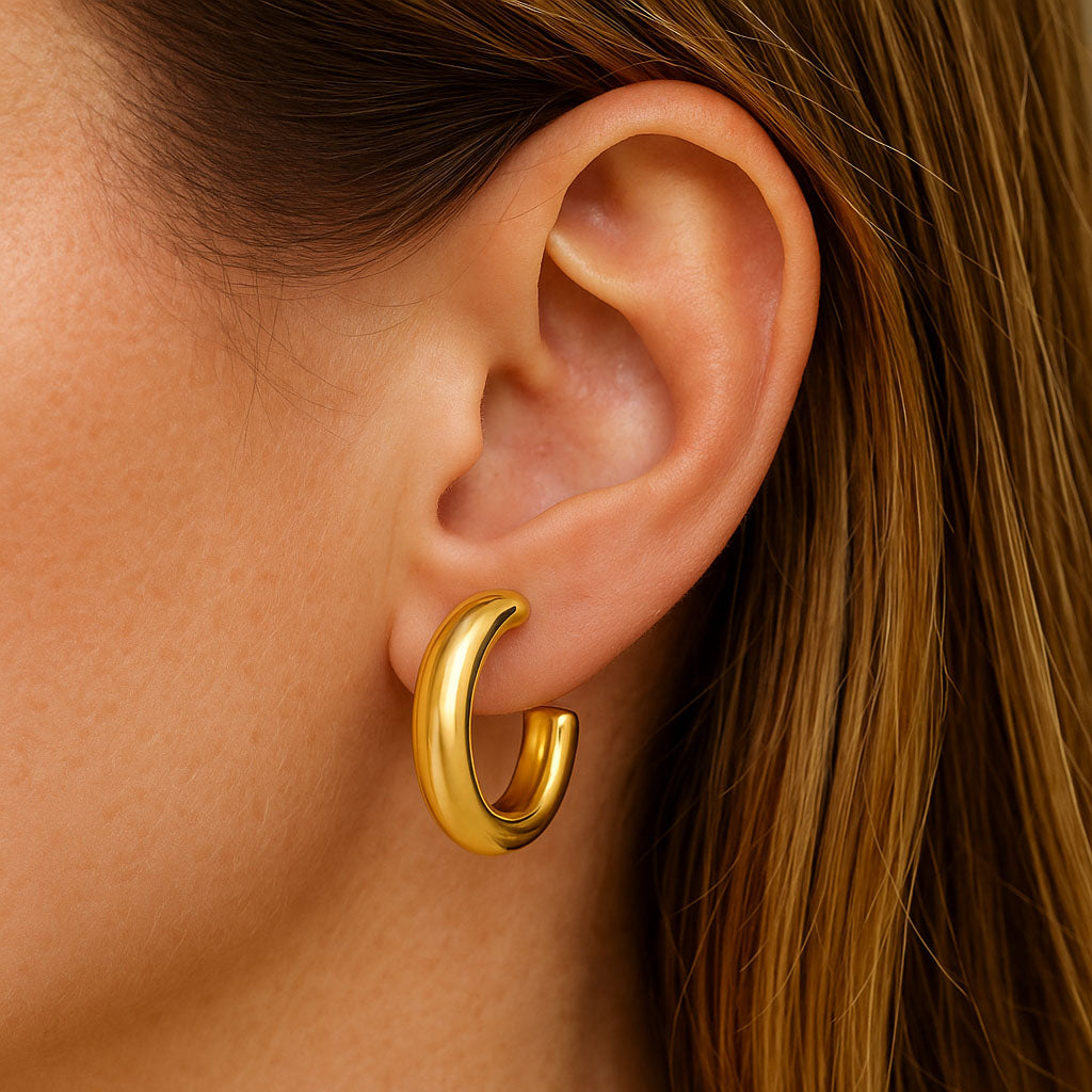 Boucles d'Oreilles Lisa - Créoles acier inoxydable - Couleur or