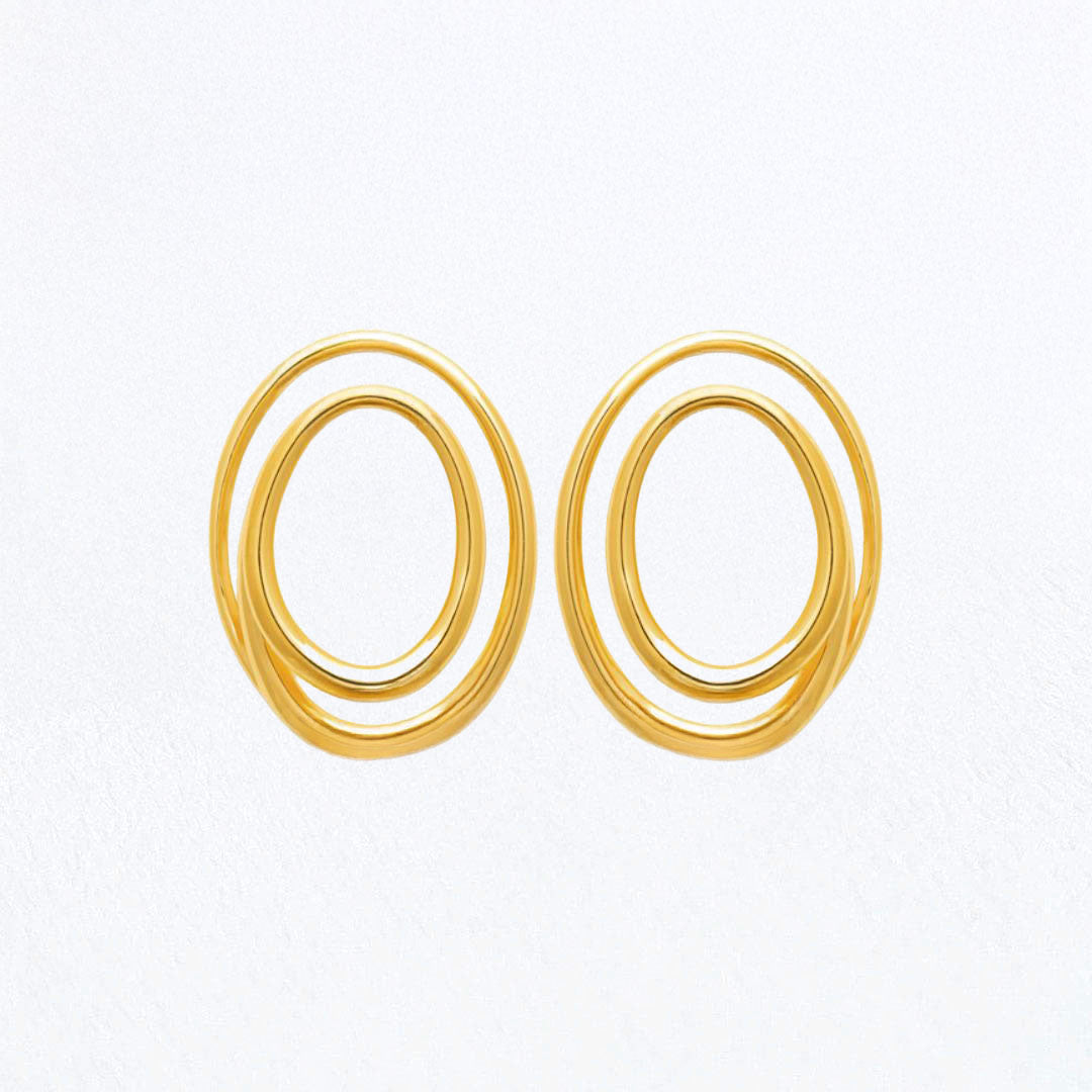 Boucles d'Oreilles Long circle - Acier inoxydable - Couleur or