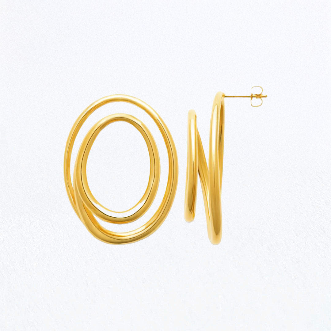 Boucles d'Oreilles Long circle - Acier inoxydable - Couleur or