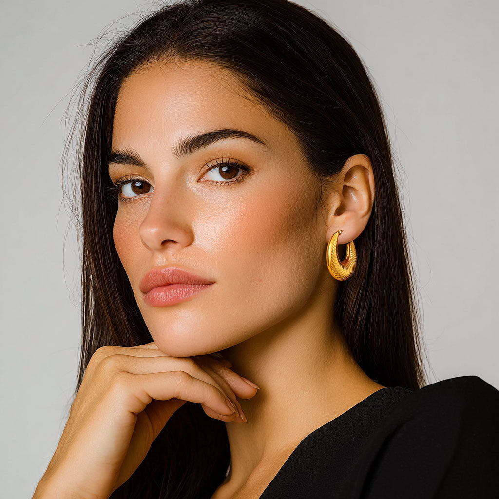 Boucles d'Oreilles Lorie - Créoles acier inoxydable - Couleur or
