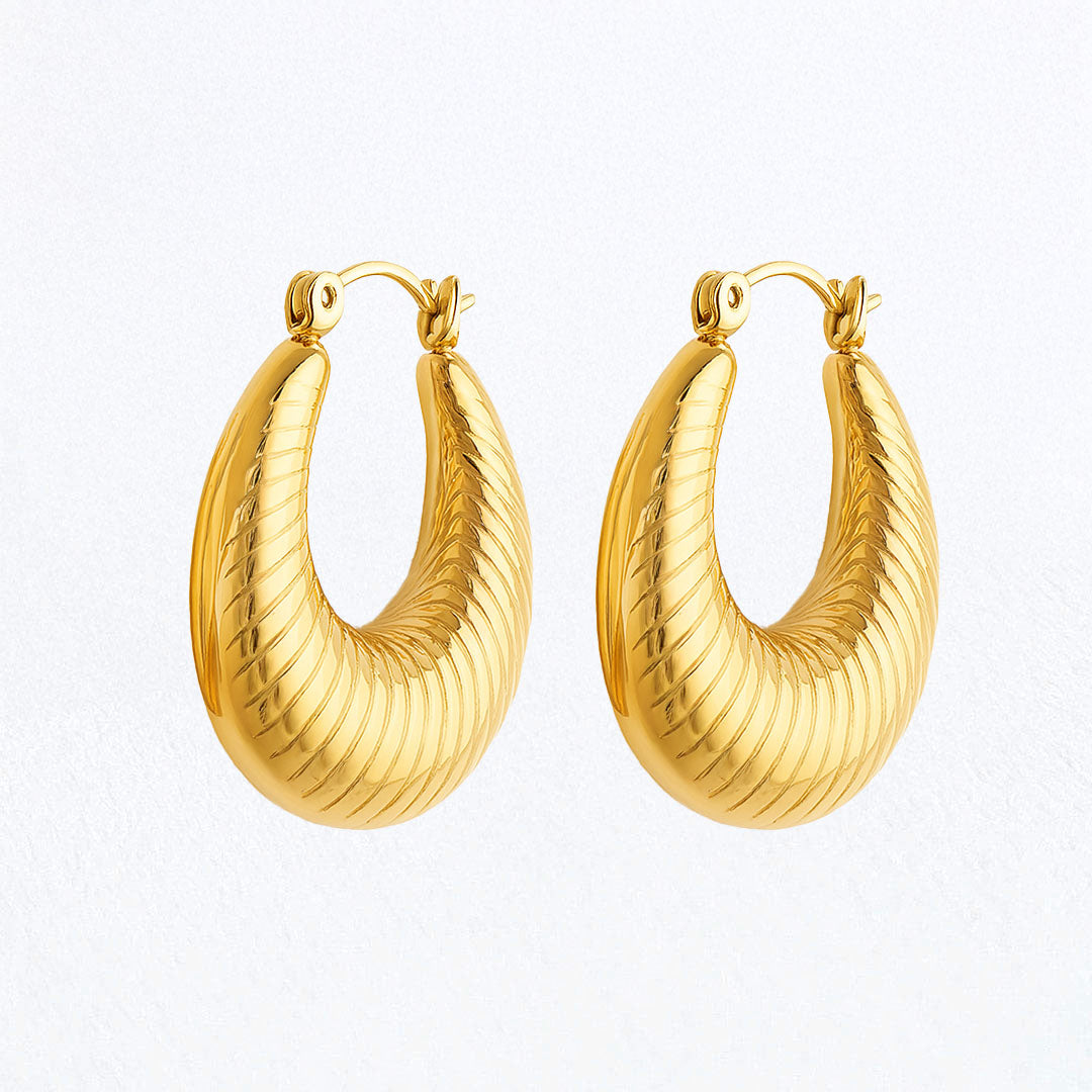 Boucles d'Oreilles Lorie - Créoles acier inoxydable - Couleur or