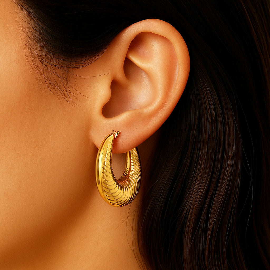 Boucles d'Oreilles Lorie - Créoles acier inoxydable - Couleur or