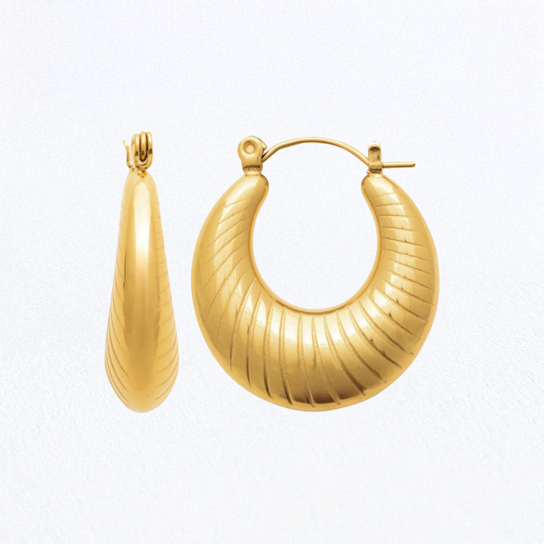 Boucles d'Oreilles Lorie - Créoles acier inoxydable - Couleur or