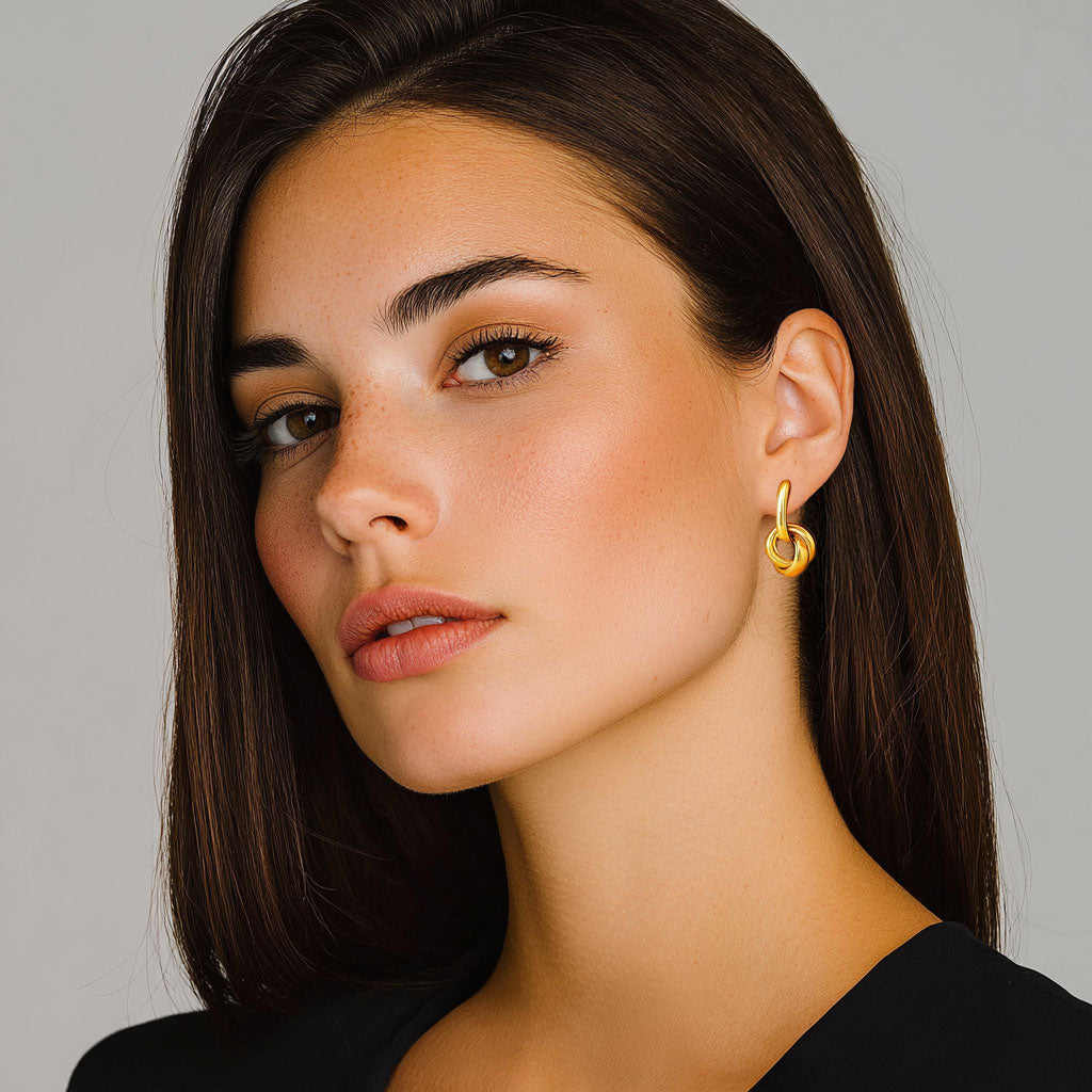 Boucles d'Oreilles Lucy - Créoles acier inoxydable - Couleur or