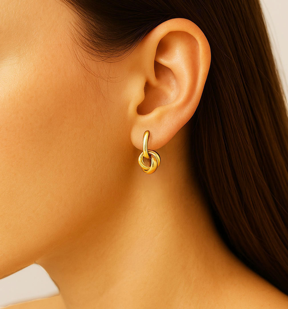 Boucles d'Oreilles Lucy - Créoles acier inoxydable - Couleur or