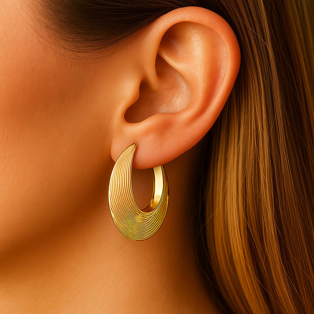Boucles d'Oreilles Maeva - Créoles acier inoxydable - Couleur or