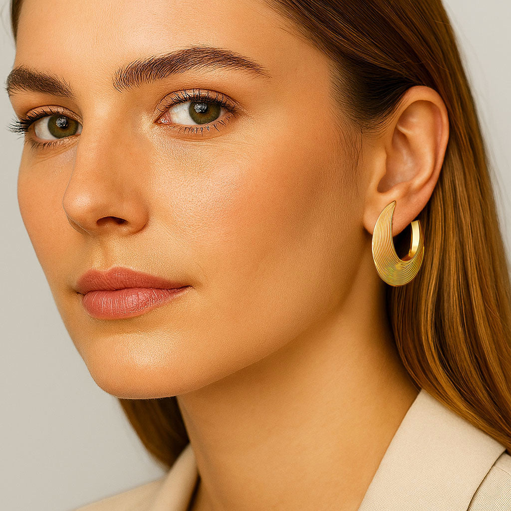 Boucles d'Oreilles Maeva - Créoles acier inoxydable - Couleur or