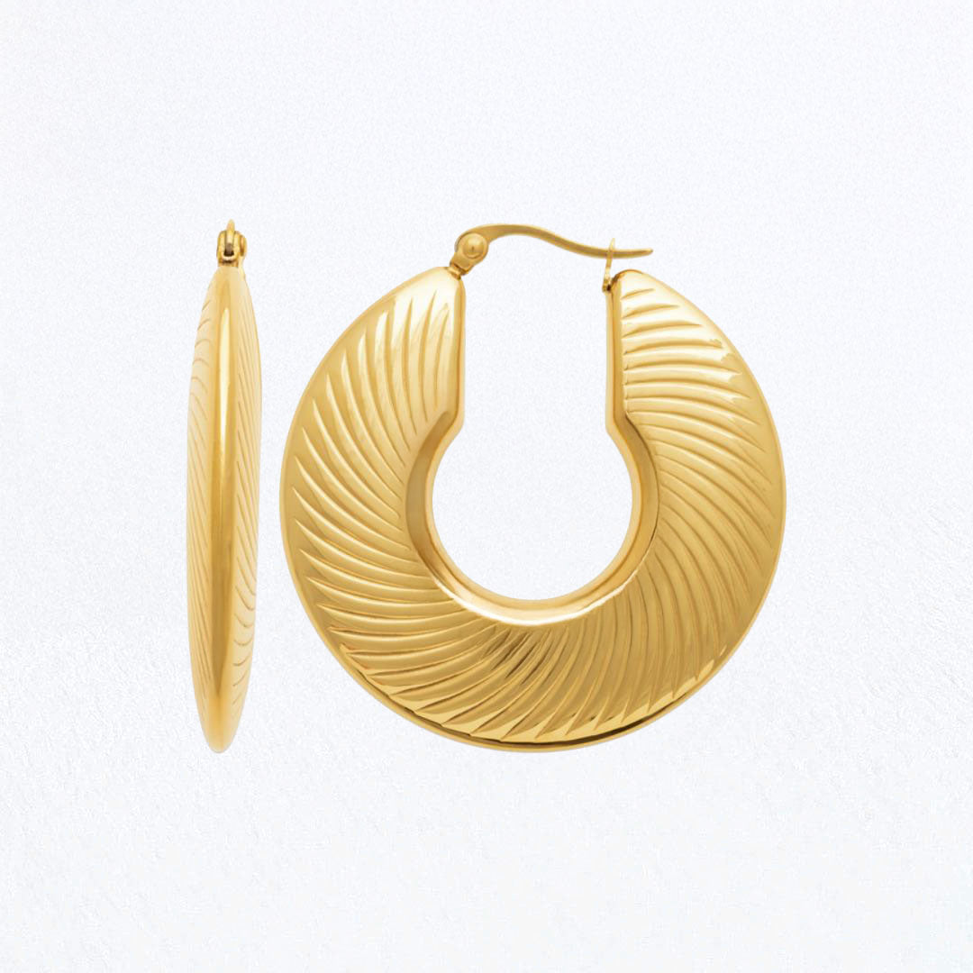 Boucles d'Oreilles Maeva - Créoles acier inoxydable - Couleur or