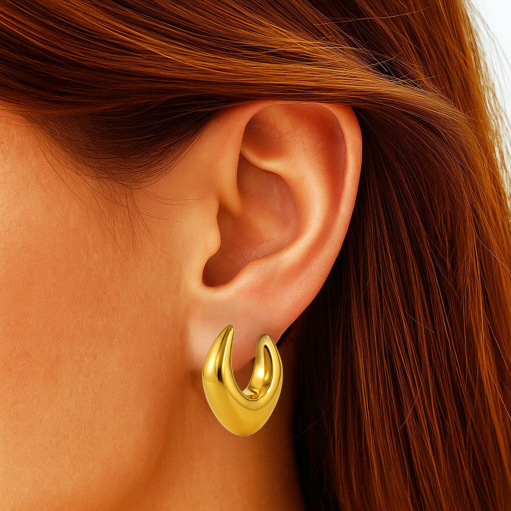 Boucles d'Oreilles Margaux - Créoles acier inoxydable - Couleur or