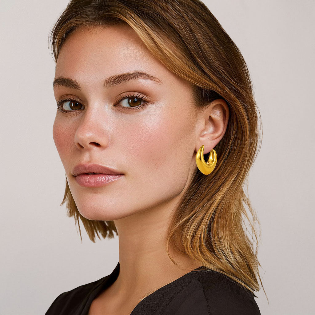 Boucles d'Oreilles Margaux - Créoles acier inoxydable - Couleur or